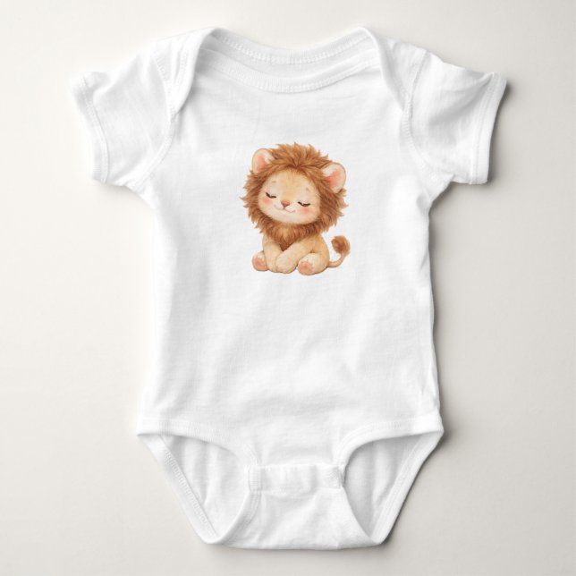 Leo the Lion  – Tender Kawaii Lion Baby Bodysuit (Front)