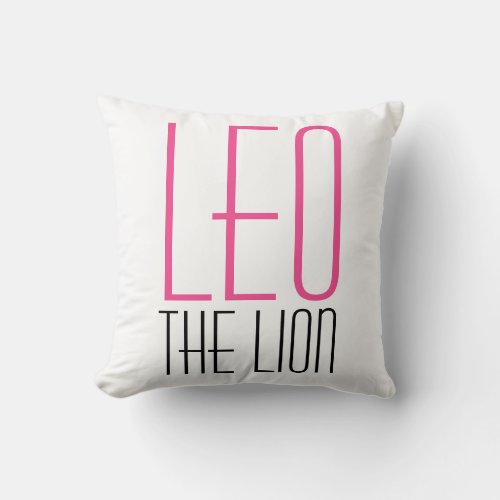 Leo The Lion Typography Initials White Zodiac Throw Pillow