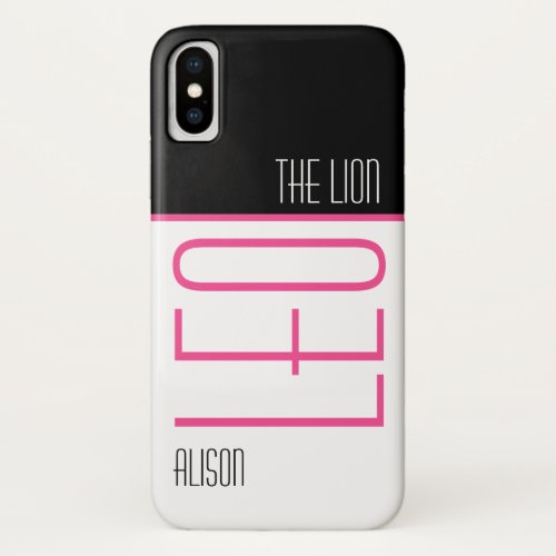 Leo The Lion Typography Name Black Pink iPhone XS Case