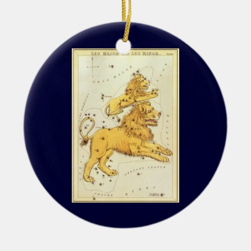 Leo the Lion Vintage Constellation Uranias Mirror Ceramic Ornament