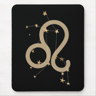 Leo the Lion Zodiac Constellation gold stars Mouse Pad