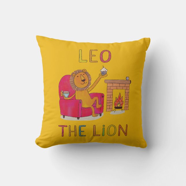 Leo the Lion zodiac cute lion Throw Pillow (Front)