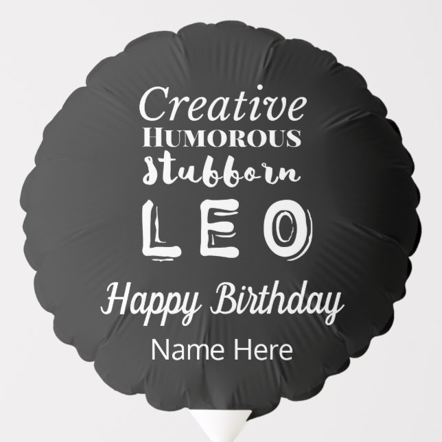 Leo the Lion Zodiac Fun Characteristics Birthday Balloon (Front)