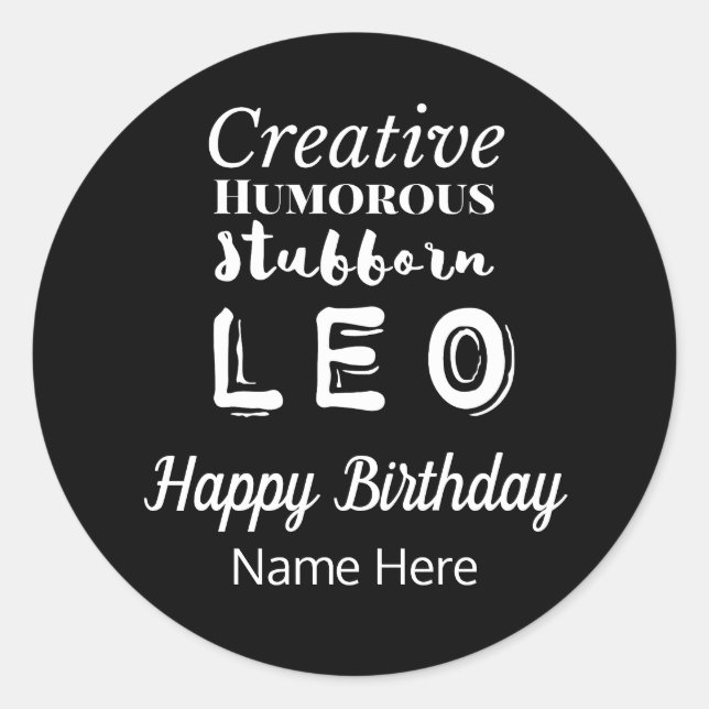 Leo the Lion Zodiac Fun Characteristics Birthday Classic Round Sticker (Front)