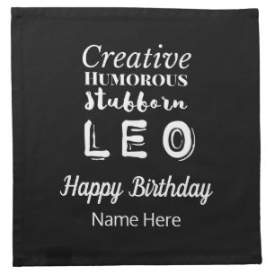 Leo the Lion Zodiac Fun Characteristics Birthday Cloth Napkin