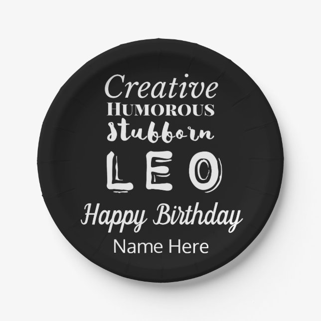 Leo the Lion Zodiac Fun Characteristics Birthday Paper Plates (Front)