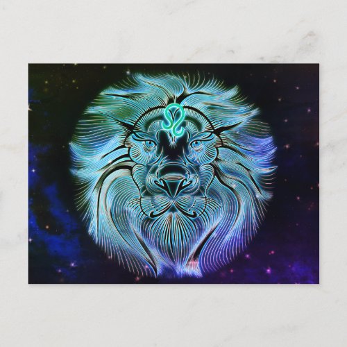leo the lion zodiac postcard