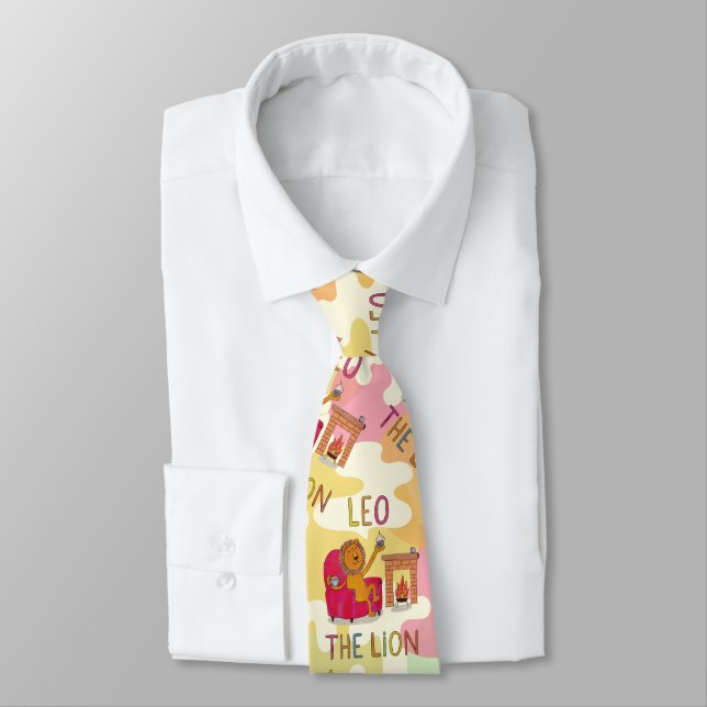 Leo the Lion Zodiac sign birthday wrap Neck Tie (Tied)