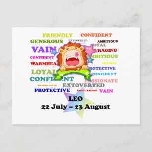 Leo, the Lion, Zodiac Sign Custom Astrology Gifts Postcard