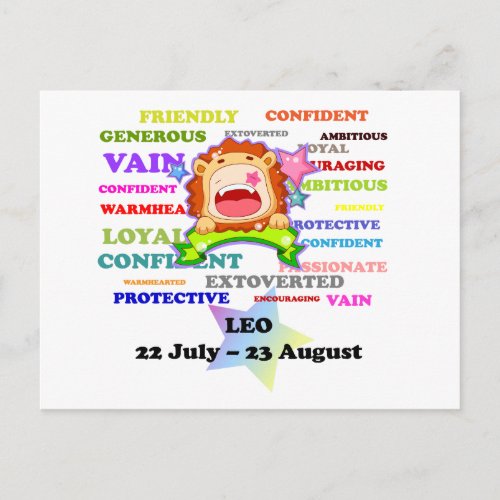 Leo the Lion  Zodiac Sign Custom Astrology Gifts Postcard