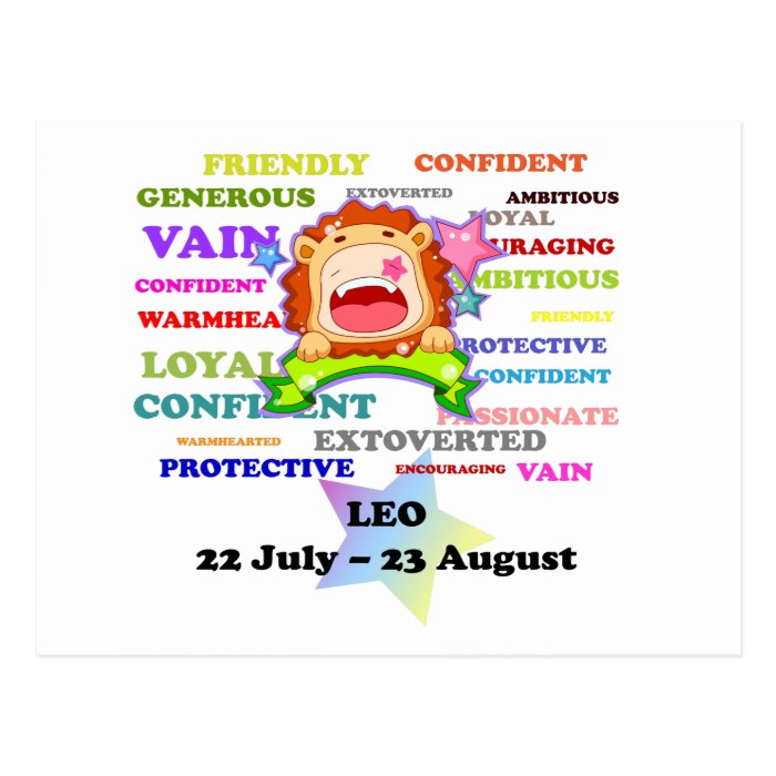 Leo, the Lion,  Zodiac Sign Custom Astrology Gifts Postcards