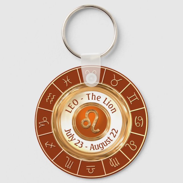 LEO - The Lion Zodiac Sign Keychain (Front)