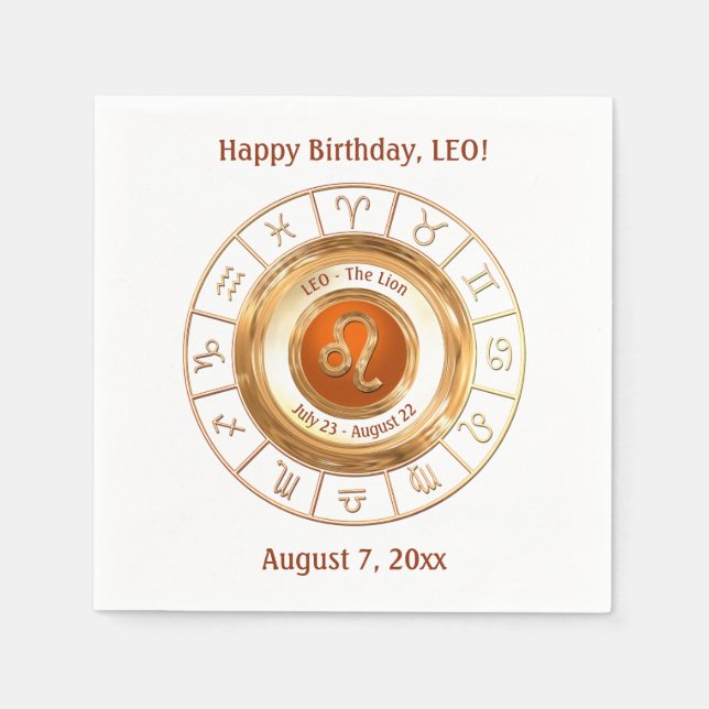 LEO - The Lion Zodiac Sign Napkins (Front)