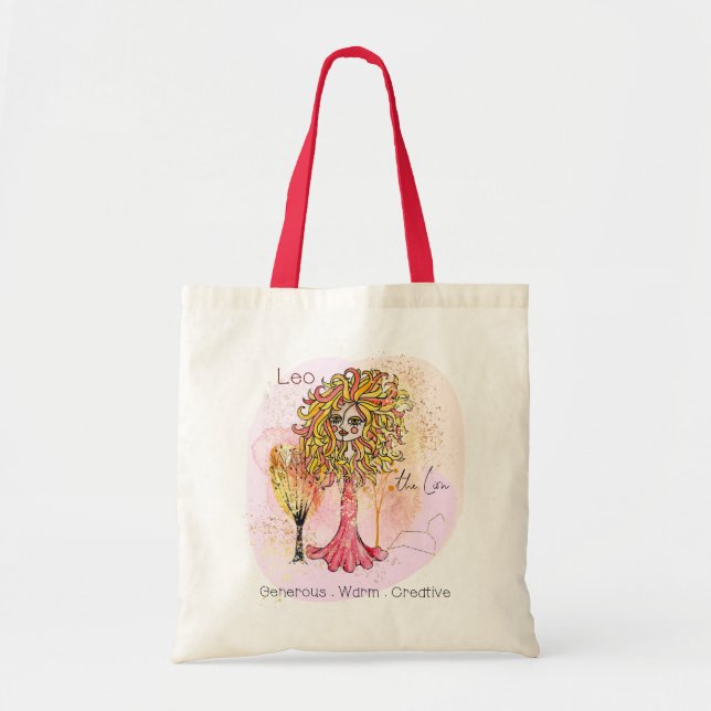 Leo The Lion Zodiac Sign Personality Red Tote Bag (Front)