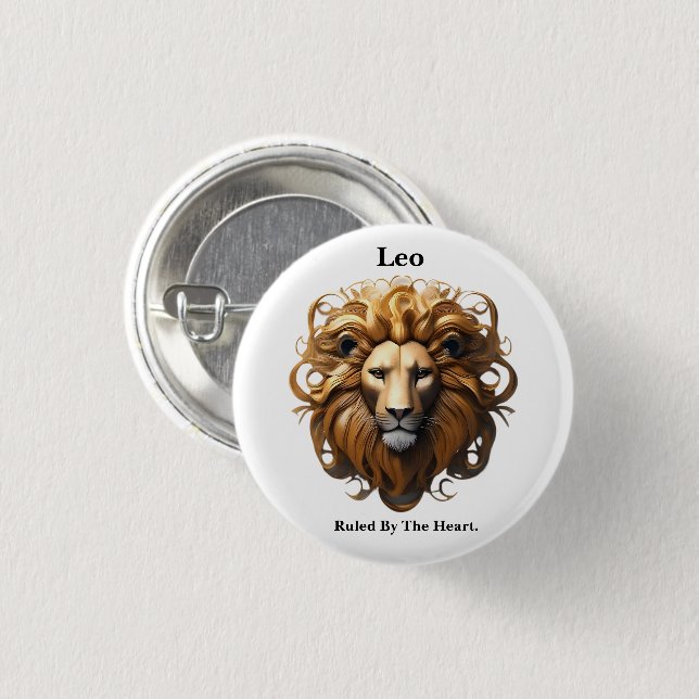 Leo The Lion: Zodiac's Fiery Birth Sign Button (Front & Back)