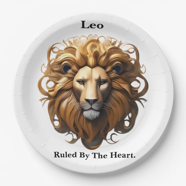 Leo The Lion: Zodiac's Fiery Birth Sign Paper Plates (Front)