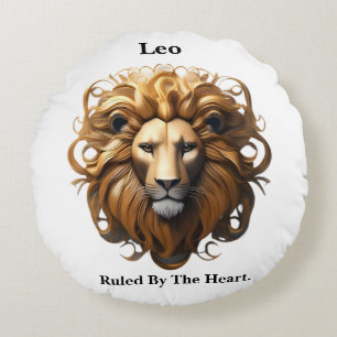 Leo The Lion: Zodiac's Fiery Birth Sign Round Pillow