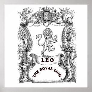 Leo The Royal Lion Vintage Zodiac Scroll Poster