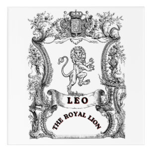 Leo The Royal Lion Vintage Zodiac Scroll Poster Acrylic Print