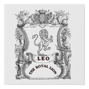 Leo The Royal Lion Vintage Zodiac Scroll Poster Faux Canvas Print