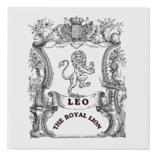 Leo The Royal Lion Vintage Zodiac Scroll Poster Faux Canvas Print