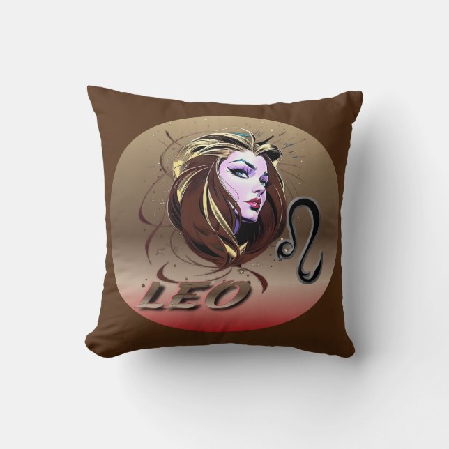 Leo Throw Pillow 16"x16" (Front)