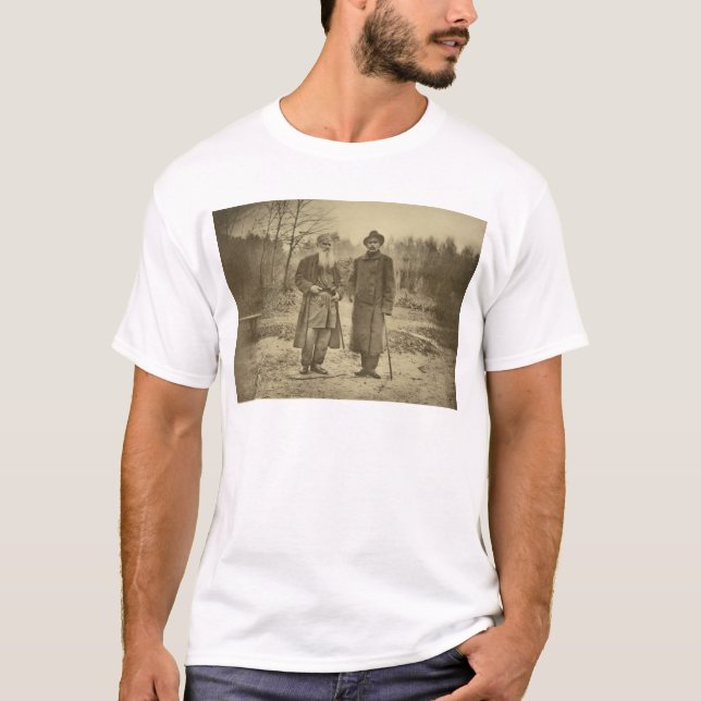 Leo Tolstoy and the author Maxim Gorky T-Shirt (Front)