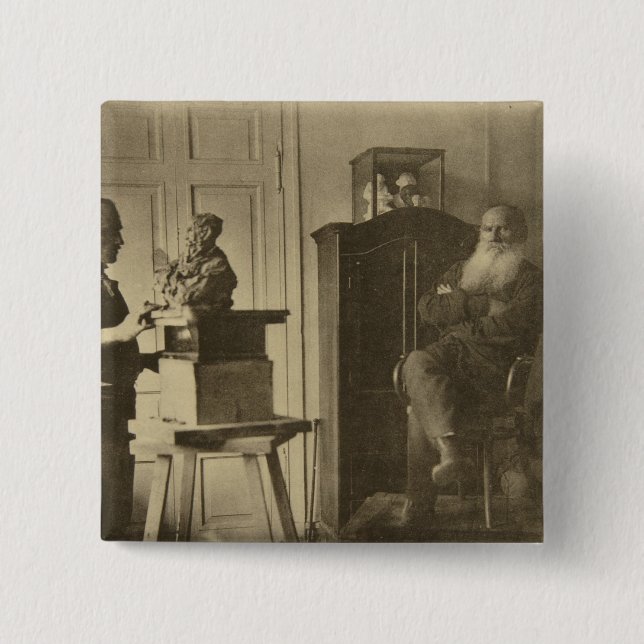 Leo Tolstoy and the sculptor Prince Paolo Pinback Button (Front)