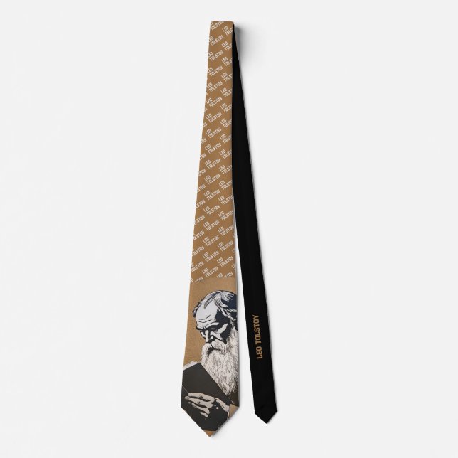 Leo Tolstoy Portrait - Gold Illustration Neck Tie (Front)