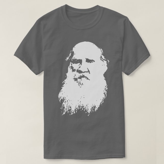Leo Tolstoy White On Black T-Shirt (Design Front)