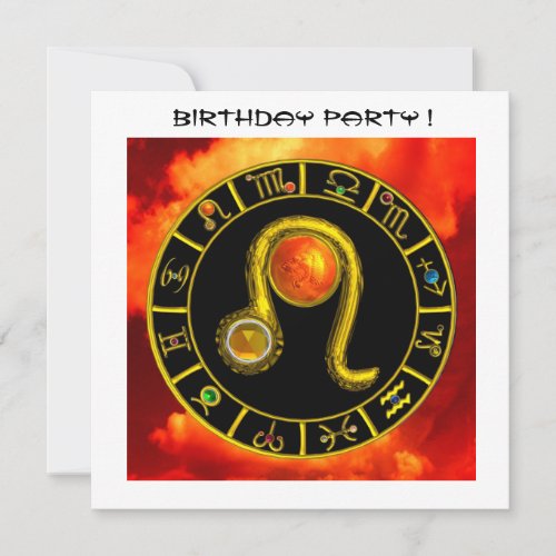 LEOTOPAZ GEMZODIACAL SIGNSZODIAC BIRTHDAY PARTY INVITATION