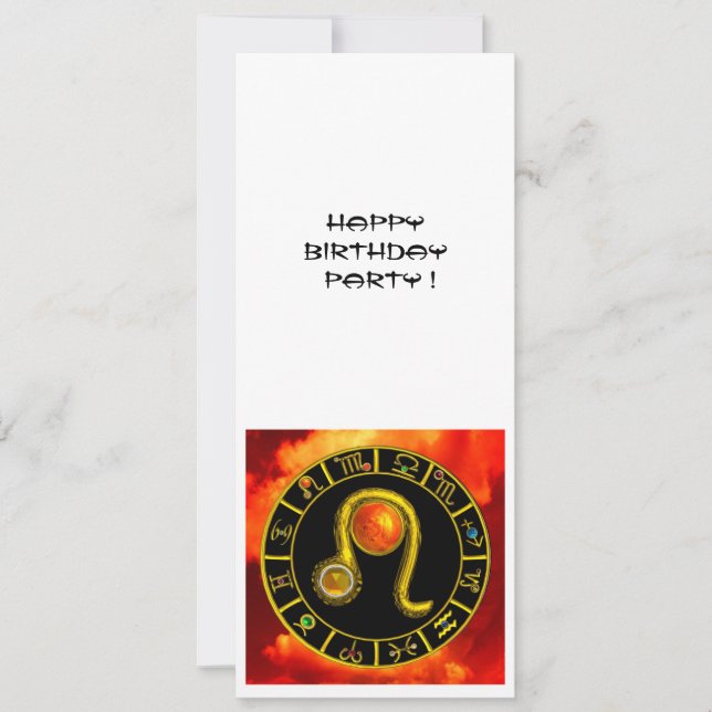 LEO,TOPAZ GEM,ZODIACAL SIGNS,ZODIAC BIRTHDAY PARTY INVITATION (Front)