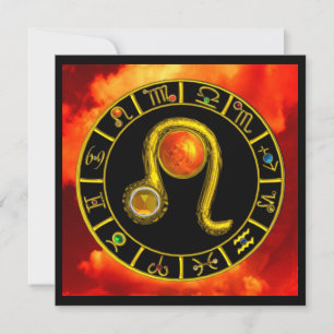 LEO,TOPAZ GEM,ZODIACAL SIGNS,ZODIAC BIRTHDAY PARTY INVITATION