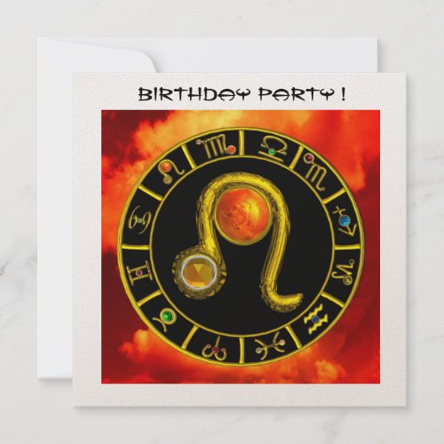 LEOTOPAZ GEMZODIACAL SIGNSZODIAC BIRTHDAY PARTY INVITATION