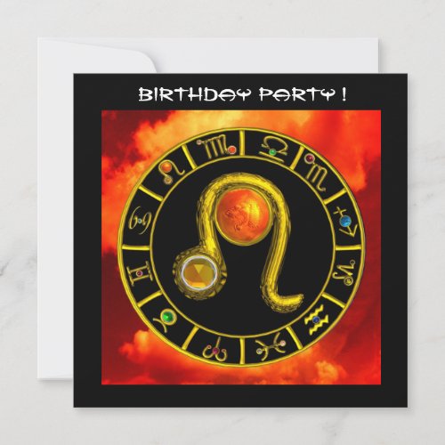 LEOTOPAZ GEMZODIACAL SIGNSZODIAC BIRTHDAY PARTY INVITATION