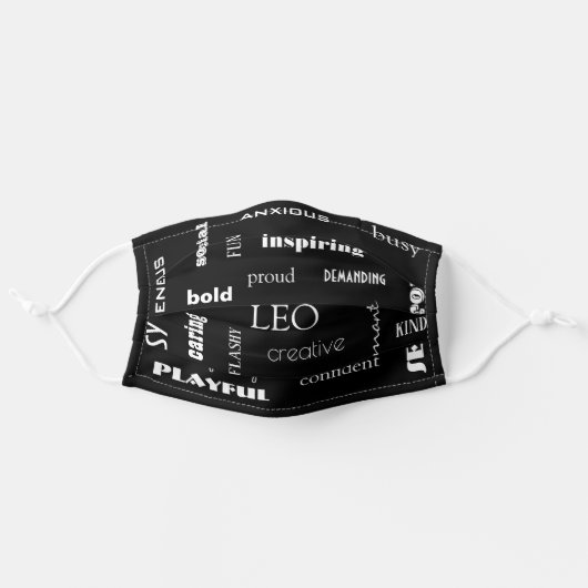 Leo Traits Adult Cloth Face Mask (Front, Unfolded)