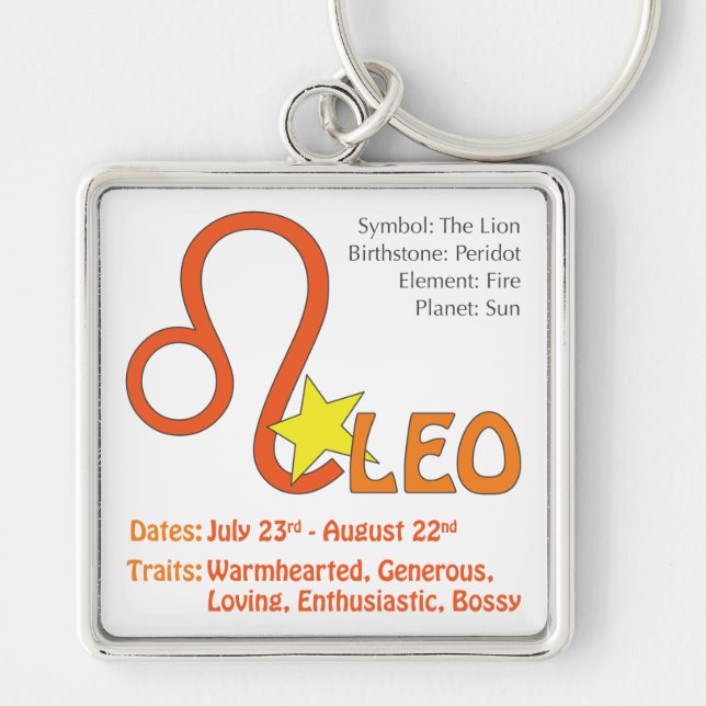 Leo Traits Square Keychain (Front)