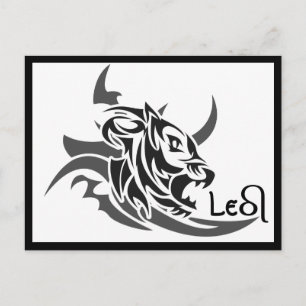 Leo Tribal Lion Tattoo Postcard