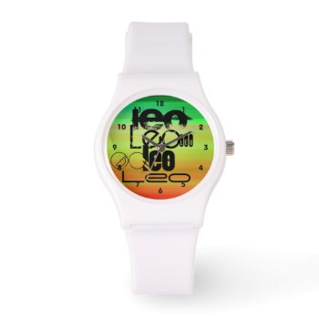 Leo; Vibrant Green  Orange  & Yellow Watch by ColorStock at Zazzle