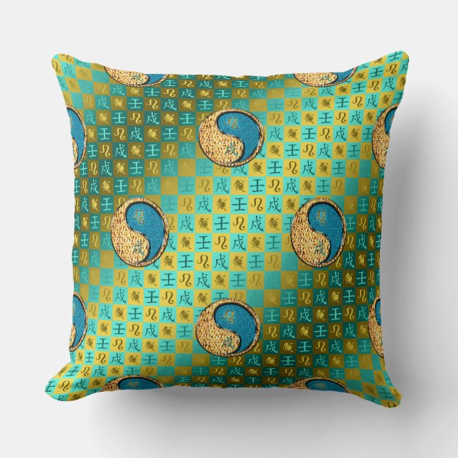 Leo & Water Dog Throw Pillow (Front)