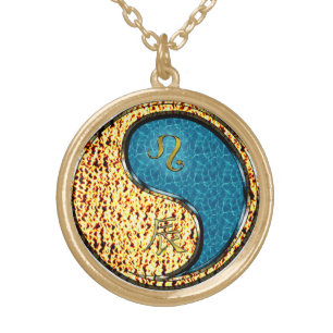 Leo & Water Dragon Gold Plated Necklace