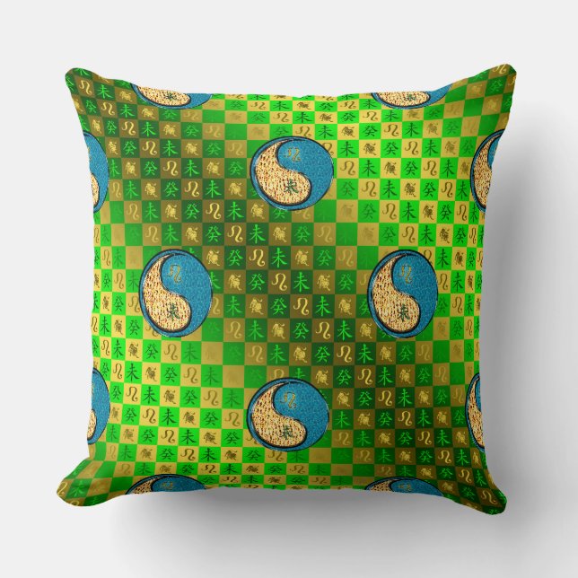 Leo & Water Goat Throw Pillow (Front)