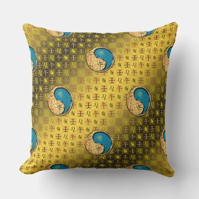 Leo & Water Horse Throw Pillow (Front)
