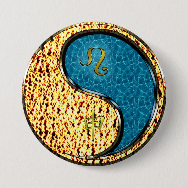 Leo & Water Monkey Button (Front)