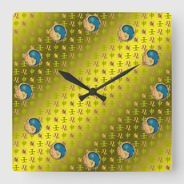 Leo & Water Monkey Square Wall Clock (Front)