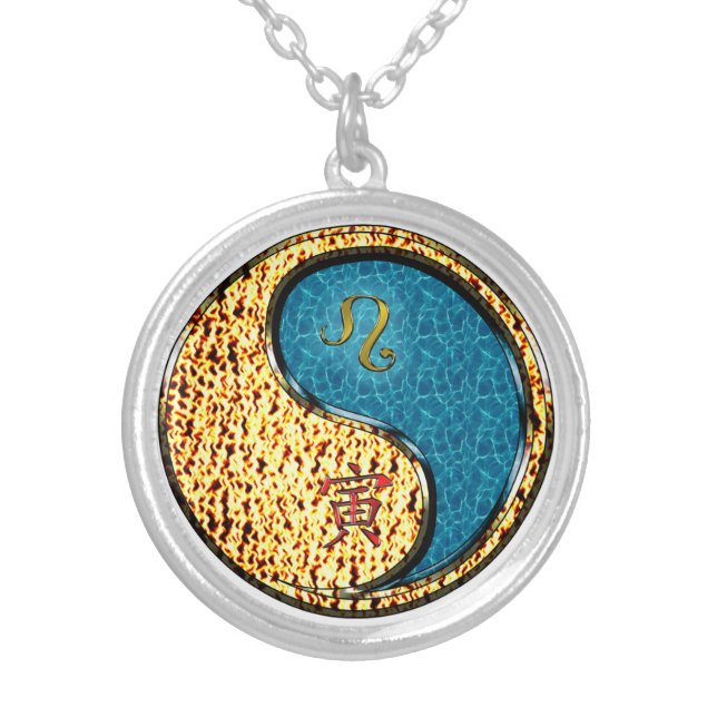 Leo & Water Tiger Silver Plated Necklace (Front)