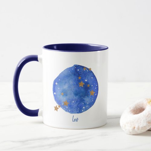 Leo Watercolor Night Sky Constellation Zodiac Mug