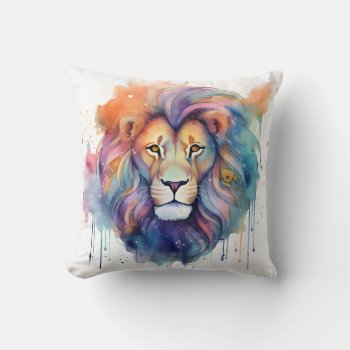 Leo Watercolor Zodiac Sign Throw Pillow by HappyThoughtsShop at Zazzle