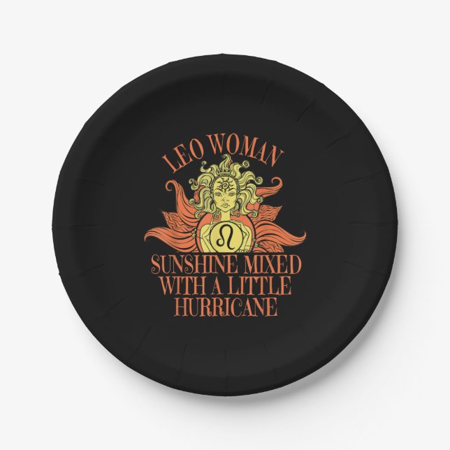 Leo Woman Zodiac Sign July August Birthday Paper Plates (Front)