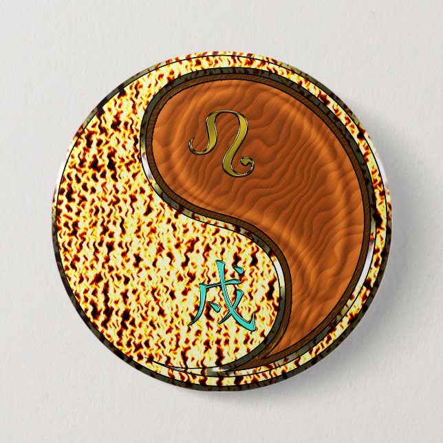 Leo & Wood Dog Button (Front)